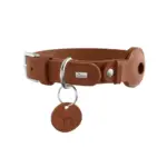 Hunter Leather Dog Collar with Apple Airtag Holder, Cognac - Image 2