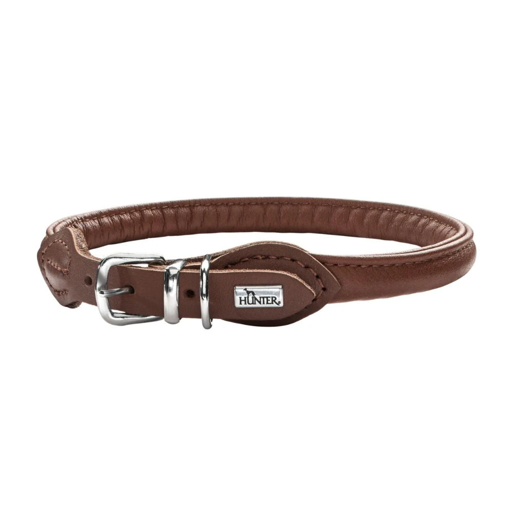 leather cat collars rolled soft brown hunter