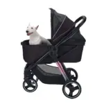 Ibiyaya Retro Luxe Pet Stroller for Cats & Dogs, Prism Black - Image 4