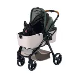 Ibiyaya Retro Luxe Pet Stroller for Cats & Dogs, Soft Sage - Image 7