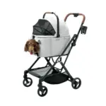 Ibiyaya Tinker Small Detachable Pet Stroller, Silver Grey - Image 9