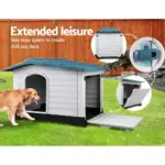 Outdoor Dual-Entry Dog House, Blue - Image 5