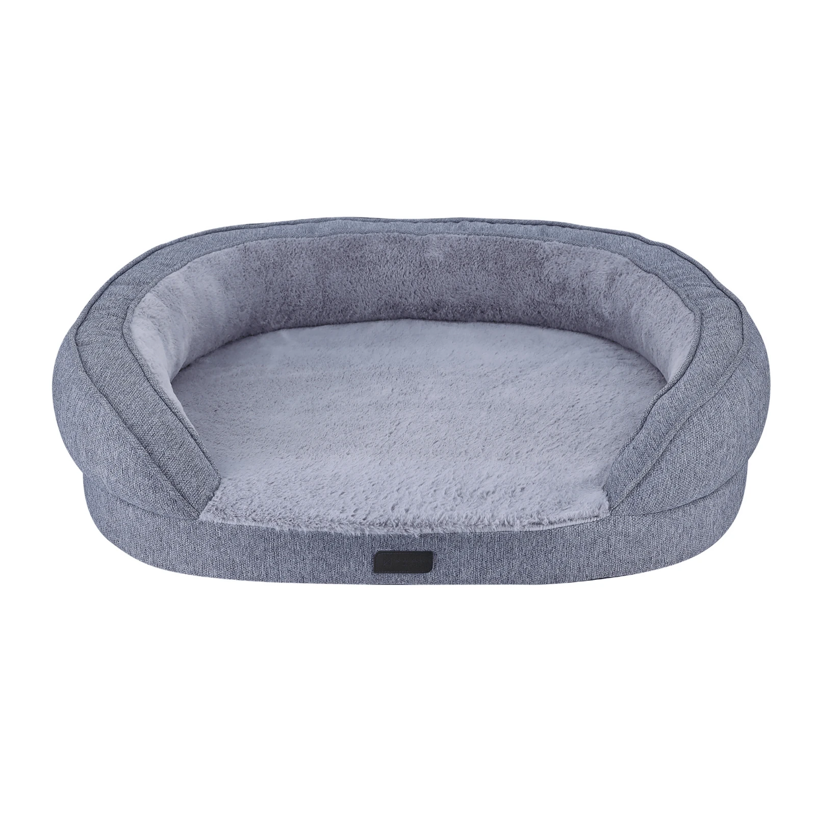 toy wand play session on Grey Rabbit Lounge Dog Bed